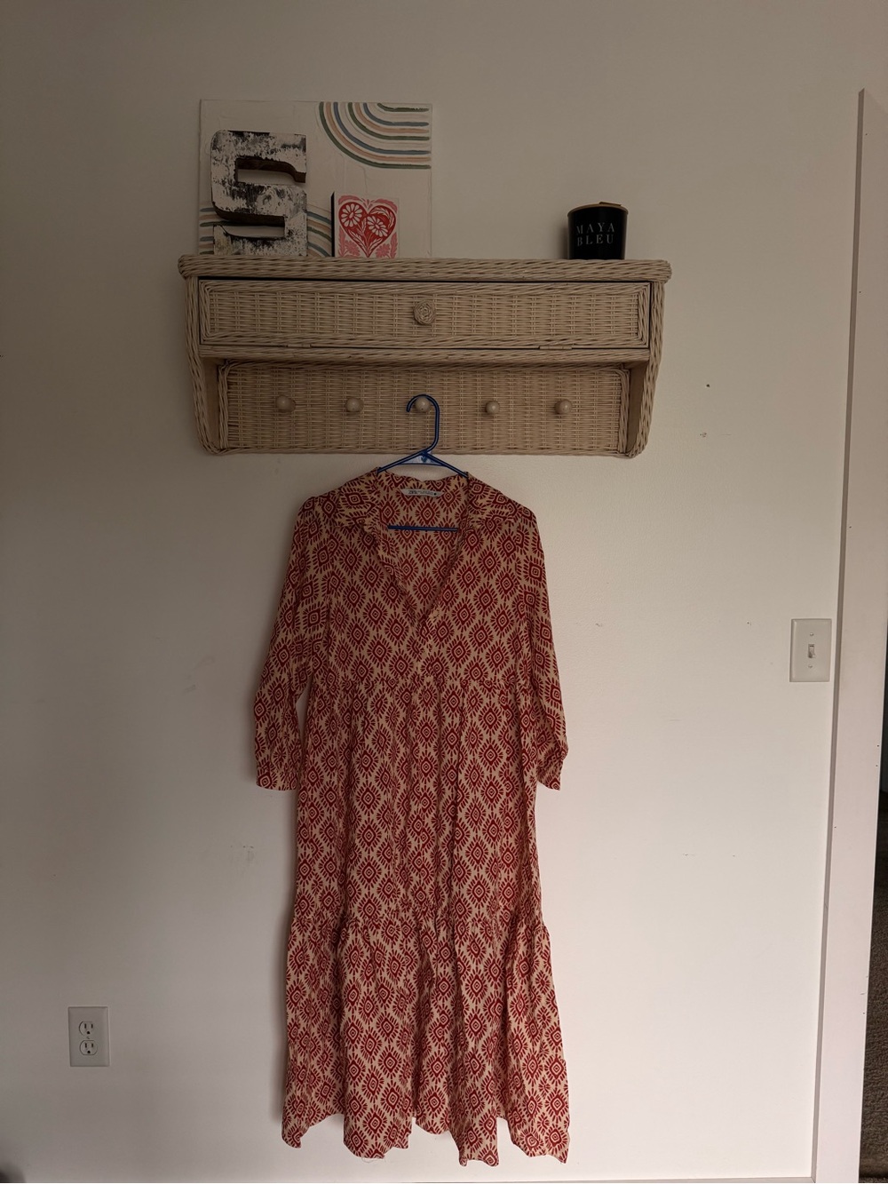 Zara the Karen Geometric Print Maxi Midi Dress Red, Size small (fits oversized)